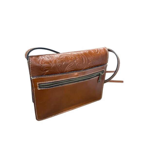 Patricia Nash Womans Brown Vintage Tooled Leather Crossbody Adjustable Shoulder - Picture 8 of 15